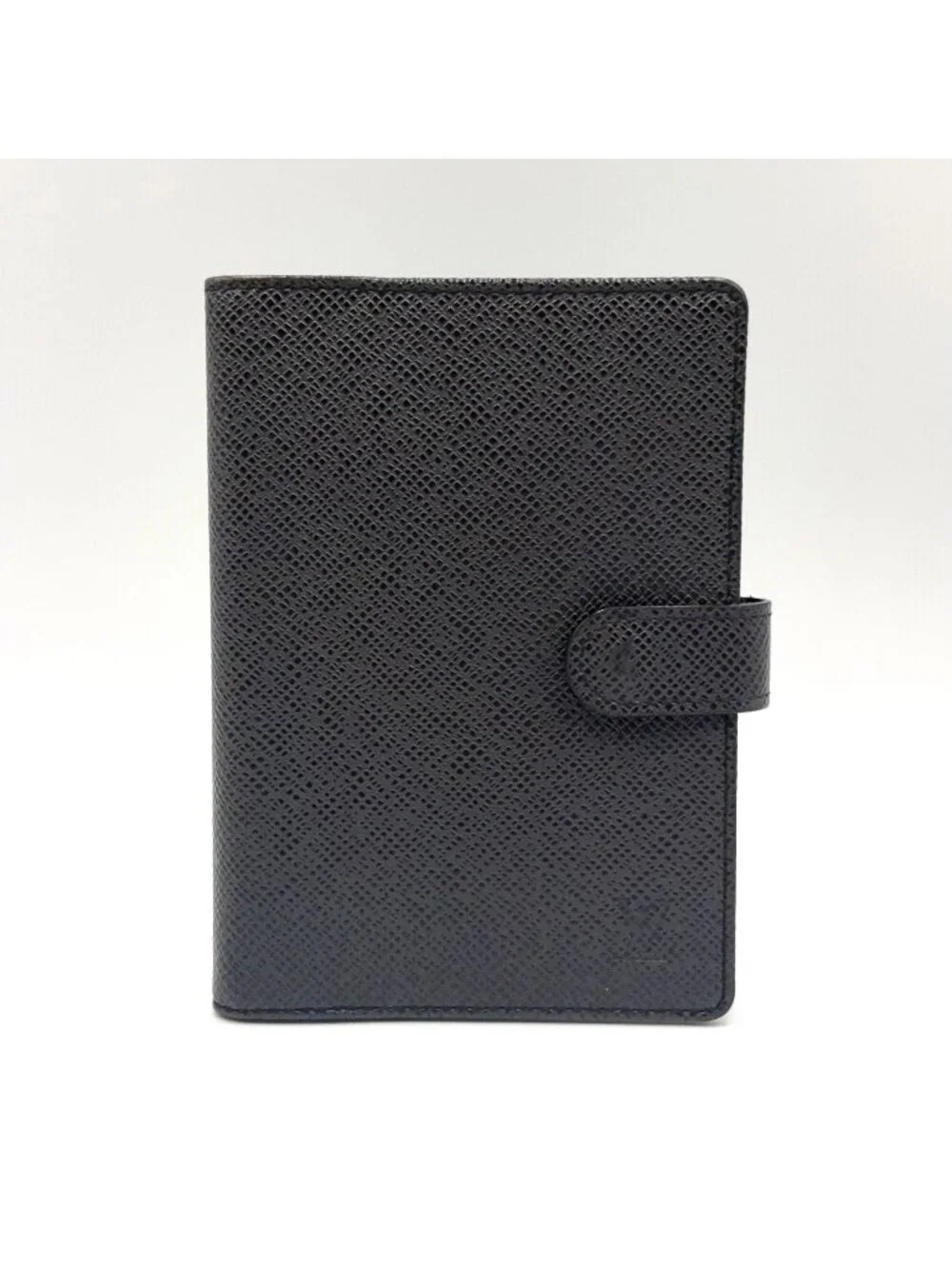 Louis Vuitton Agenda PM Taiga Leather Black Notebook Cover Silver